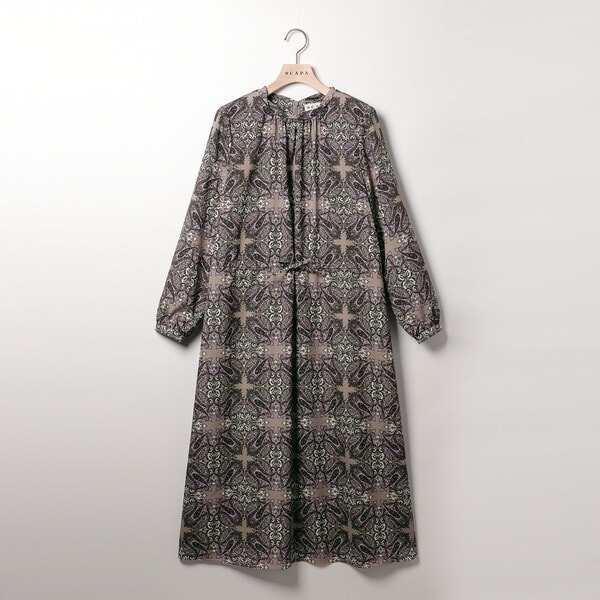 ◇ SCAPA スキャパ シャツ ロング 半袖 膝下丈 ワンピース 40 ブルー * ◆ 1000027428596 美品 SCAPA スキャパ リバティプリント フローラル シャツ ワンピース