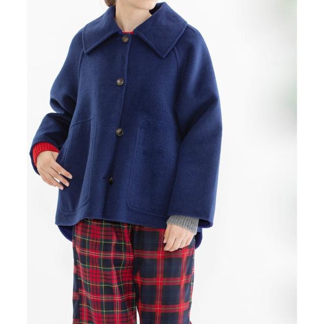 【新品】nop de nod ダブルフェイスリバーシブルビック襟ショートコート ノップドゥノッド nop de nod ダブルフェイスリバーシブルビック