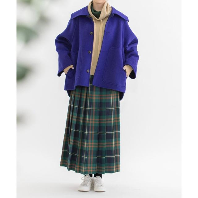 【新品】nop de nod ダブルフェイスリバーシブルビック襟ショートコート ノップドゥノッド nop de nod ダブルフェイスリバーシブルビック