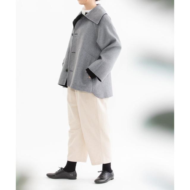 【新品】nop de nod ダブルフェイスリバーシブルビック襟ショートコート ノップドゥノッド（nop de nod）/ダブルフェイスリバーシブル