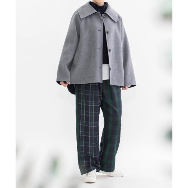 【新品】nop de nod ダブルフェイスリバーシブルビック襟ショートコート ノップドゥノッド nop de nod ダブルフェイスリバーシブルビック