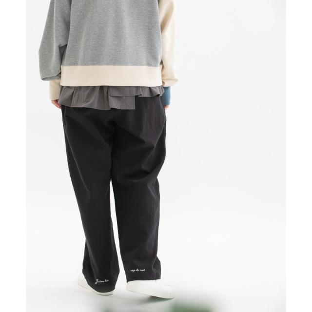 新品　nop de nod ノップドゥノッド　コットンリネンバックヘムロゴパンツ ノップドゥノッド（nop de nod）/コットンリネンバックヘムロゴ