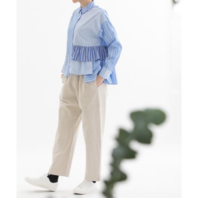 新品　nop de nod ノップドゥノッド　コットンリネンバックヘムロゴパンツ Amazon | [ノップドゥノッド] コットンリネンバックヘムロゴ