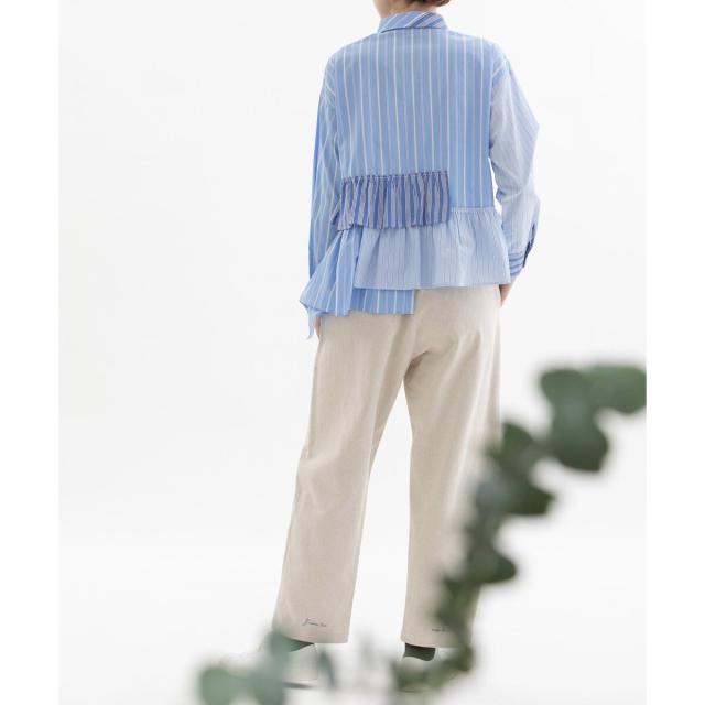 新品　nop de nod ノップドゥノッド　コットンリネンバックヘムロゴパンツ ノップドゥノッド nop de nod Pommeコットンリネンパンツ
