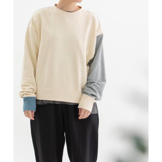 ノップドゥノッド（nop de nod）/袖口配色バイカラースエットシャツ ノップドゥノッド（nop de nod）/袖口配色バイカラースエットシャツの