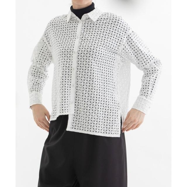 ノップドゥノッド（nop de nod）/エンブロイダリークロップドシャツ