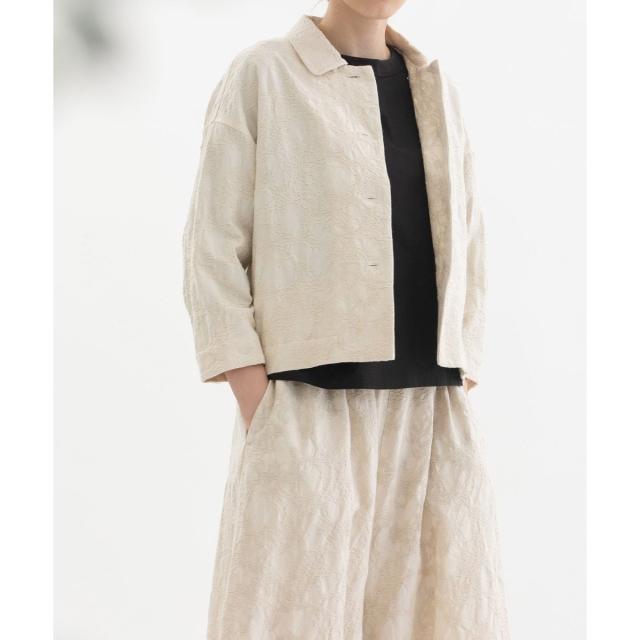 ノップドゥノッド（nop de nod）/コットンリネンジャカードショートジャケット