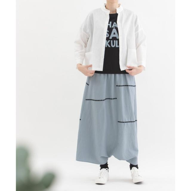 未使用　nop de nod　リネンレーヨンライン刺繍サルエルバルーンパンツ ノップドゥノッド（nop de nod）/リネンレーヨンライン刺繍サルエル