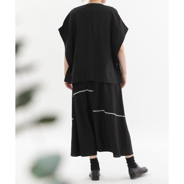 未使用　nop de nod　リネンレーヨンライン刺繍サルエルバルーンパンツ nop de nod パンツ リネンレーヨンライン刺繍サルエルバルーン