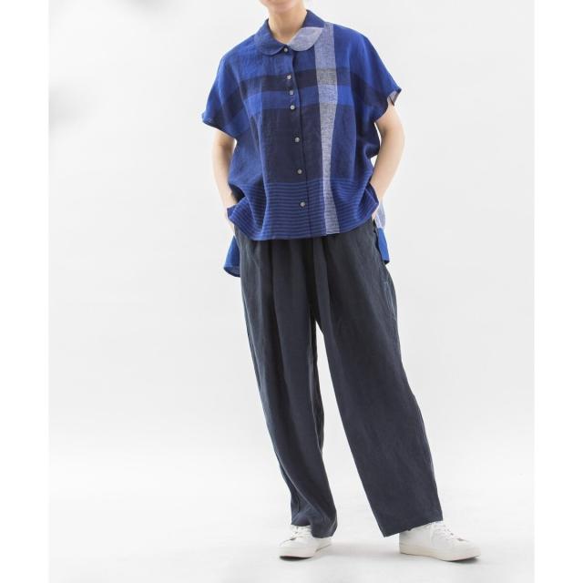 ノップドゥノッド（nop de nod）/Ciel rondeリネンパネルチェックブラウス