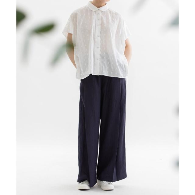 ノップドゥノッド（nop de nod）/ドビーガーゼショルダータック丸衿シャツ