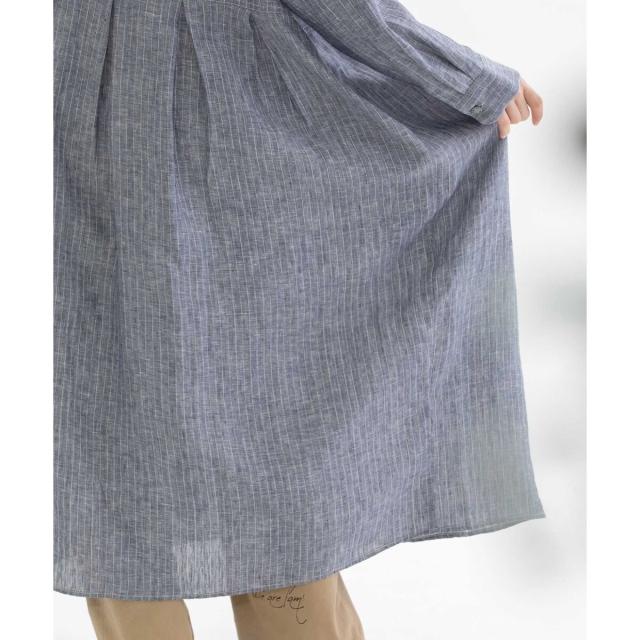 ノップドゥノッド（nop de nod）/リネンバンドカラーシャツワンピース