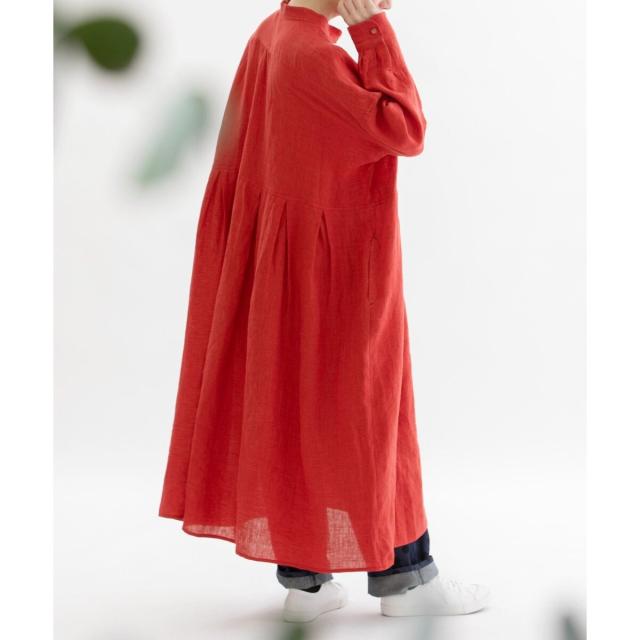 ノップドゥノッド（nop de nod）/リネンバンドカラーシャツワンピース