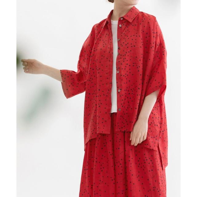 ノップドゥノッド（nop de nod）/Cieラミースクエアーポルカ5分袖シャツ