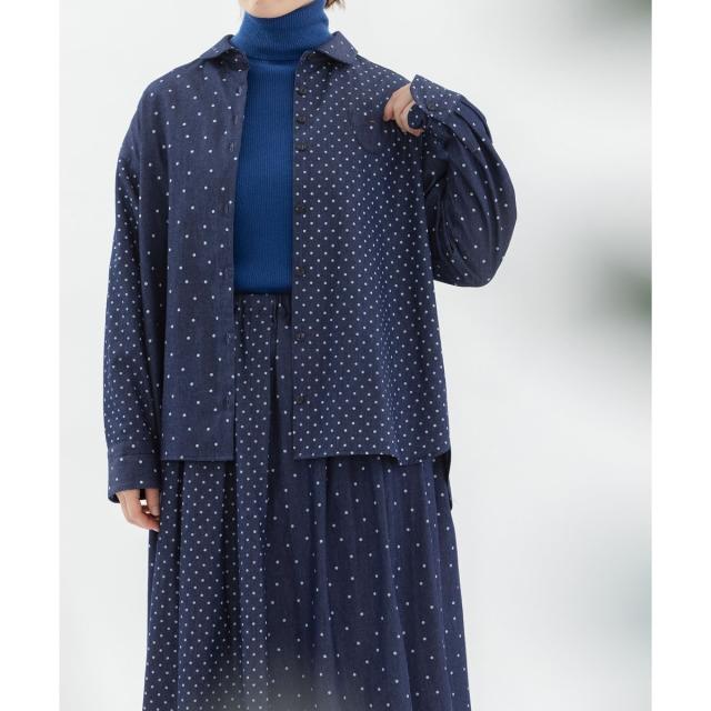 【NEW】ノップドゥノッド（nop de nod）/miscデニムドットプリントシャツ