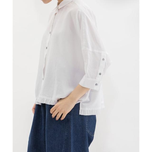 ノップドゥノッド（nop de nod）/6分袖裾フリルクロップドシャツ_7