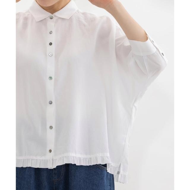 ノップドゥノッド（nop de nod）/6分袖裾フリルクロップドシャツ_9