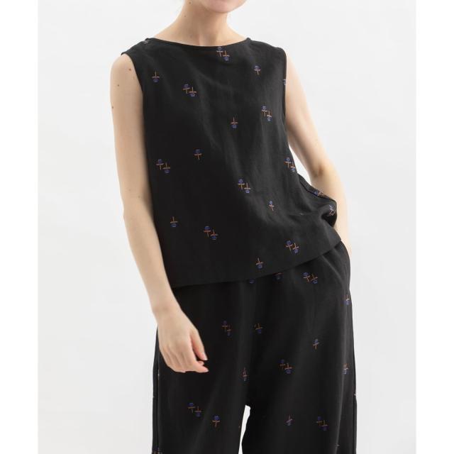 【NEW】ノップドゥノッド（nop de nod）/Pommeリネンレーヨン花刺繍ノースリーブ