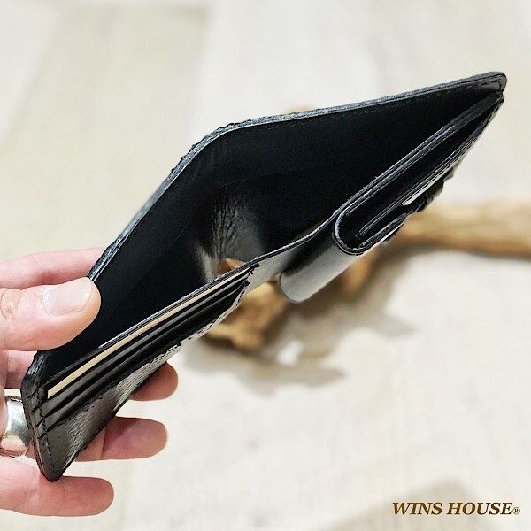 ウインズハウス（WINS HOUSE）/ブラックパイソンレザー二つ折り 蛇革