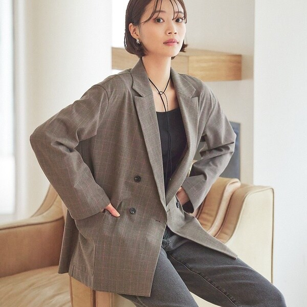 アバハウス マヴィ（abahouse mavie）/【セットアップ対応】グレンチェック＆ネイビー無地ジャケット 9,636円