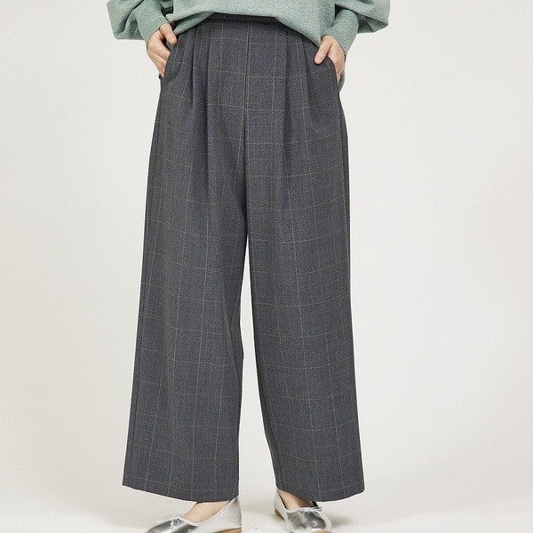 アバハウス マヴィ（abahouse mavie）/グレンチェックタックワイドパンツ
