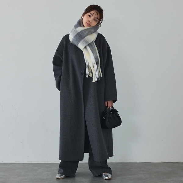 【NEW】アバハウス マヴィ（abahouse mavie）/【体型カバー】ノーカラーロングコート