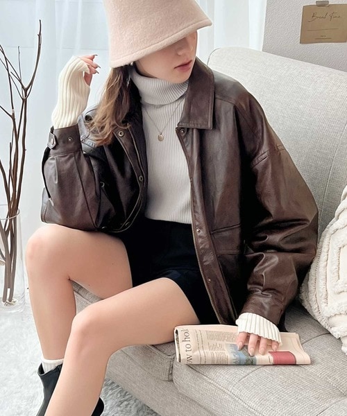 クラシカルエルフ（Classical Elf）/《JaVaジャバ コラボ》１点投入で即、秋めく！フェイクレザーヴィンテージオーバーブルゾン