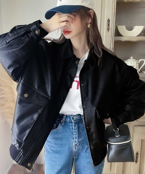 クラシカルエルフ（Classical Elf）/《JaVaジャバ コラボ》１点投入で即、秋めく！フェイクレザーヴィンテージオーバーブルゾン