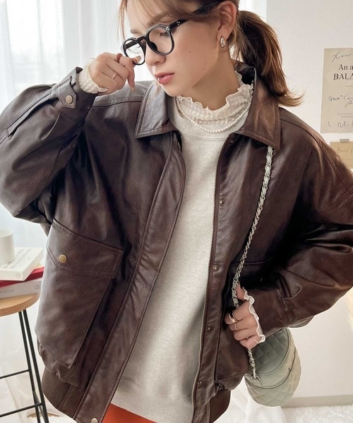 クラシカルエルフ（Classical Elf）/《JaVaジャバ コラボ》１点投入で即、秋めく！フェイクレザーヴィンテージオーバーブルゾン