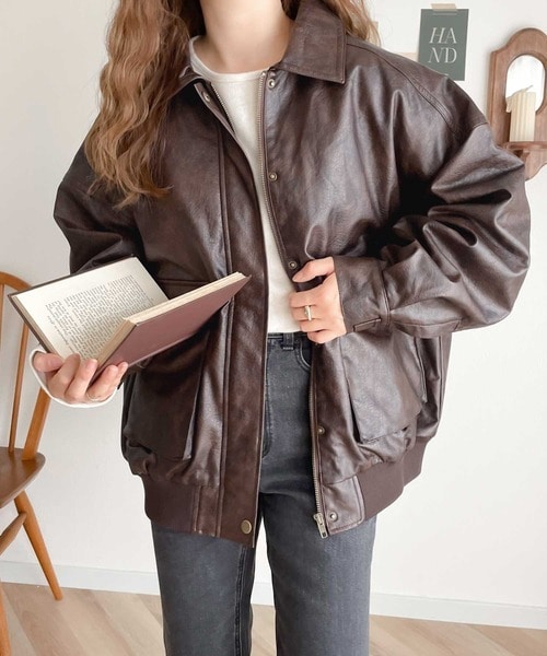 クラシカルエルフ（Classical Elf）/《JaVaジャバ コラボ》１点投入で即、秋めく！フェイクレザーヴィンテージオーバーブルゾン