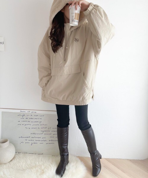 クラシカルエルフ（Classical Elf）/《Javaジャバコラボ》フード付 ボア切替え中綿裏キルティングサイドスリット ビッグPO