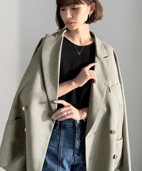 【新品】クラシカルエルフ　オーバーサイズダブルブレストジャケット　3枚セット 気軽に羽織れる大人のブレザー。サイドスリットオーバーサイズ