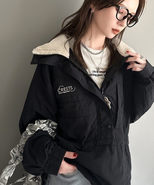 クラシカルエルフ（Classical Elf）/《JaVa ジャバコラボ》主役を飾る大人レトロ配色。裏キルティング配色レトロハーフジップブルゾン