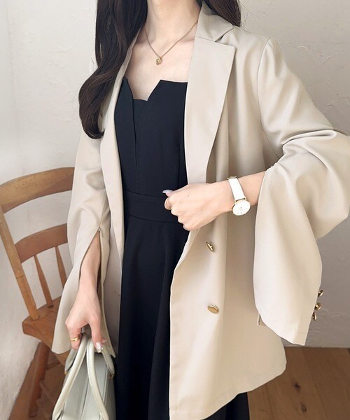 クラシカルエルフ（Classical Elf）/【mily bilet】大人上品スタイル。裾スライドファスナー金ボタン使いテーラードジャケットの通販は 5,809円