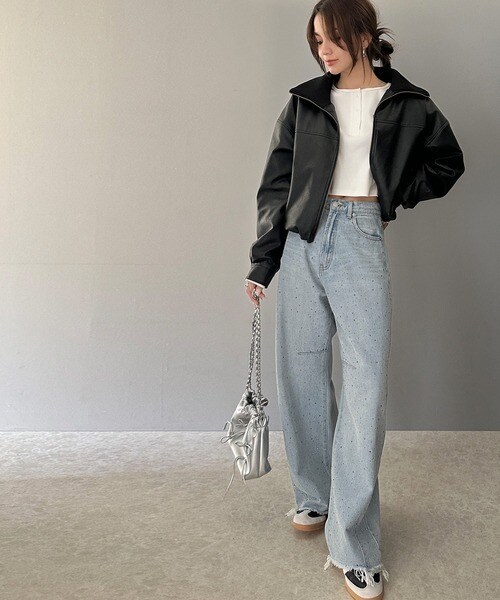 クラシカルエルフ（Classical Elf）/《Javaジャバコラボ》洗練された大人スタイル。ショート丈リブタートルフェイクレザージャケット