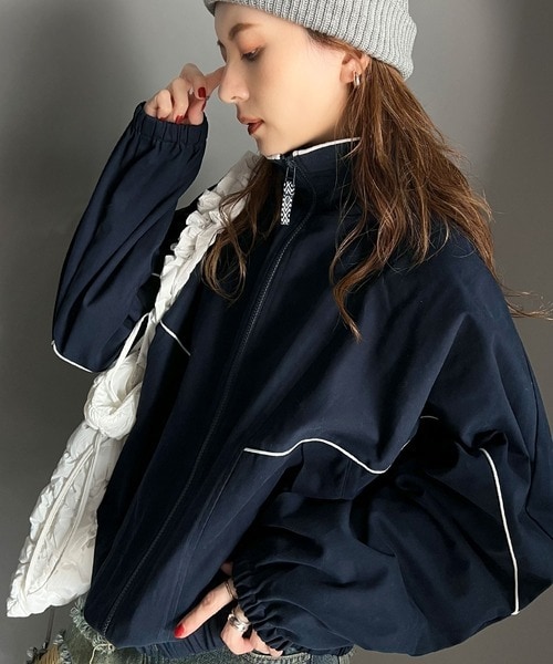 クラシカルエルフ（Classical Elf）/《JaVa ジャバコラボ》大人のスポーツMIX。綿100％配色パイピングスタンド衿ブルゾン