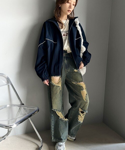 クラシカルエルフ（Classical Elf）/《JaVa ジャバコラボ》大人のスポーツMIX。綿100％配色パイピングスタンド衿ブルゾン