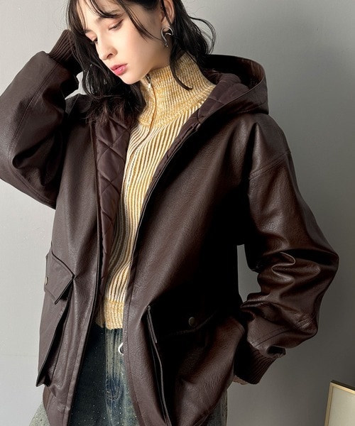 クラシカルエルフ（Classical Elf）/《Javaジャバコラボ》ヴィンテージ感が映える。フェイクレザーフーディーブルゾン