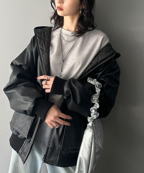 クラシカルエルフ（Classical Elf）/《Javaジャバコラボ》ヴィンテージ感が映える。フェイクレザーフーディーブルゾン