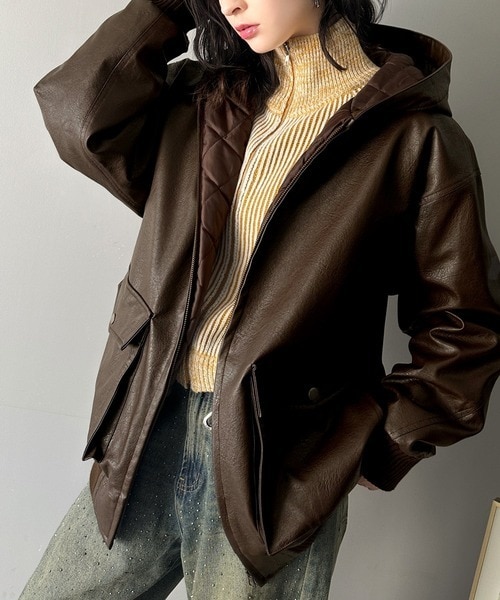 クラシカルエルフ（Classical Elf）/《Javaジャバコラボ》ヴィンテージ感が映える。フェイクレザーフーディーブルゾン