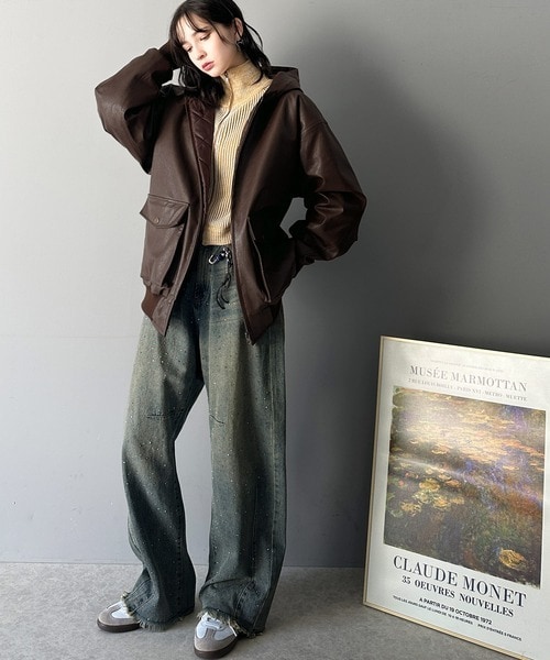 クラシカルエルフ（Classical Elf）/《Javaジャバコラボ》ヴィンテージ感が映える。フェイクレザーフーディーブルゾン