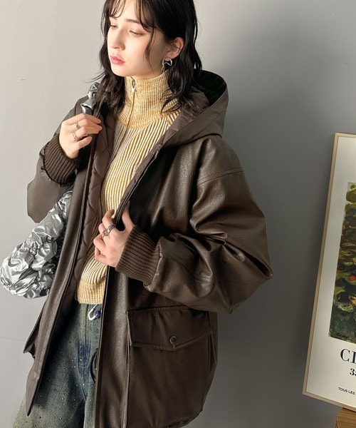 クラシカルエルフ（Classical Elf）/《Javaジャバコラボ》ヴィンテージ感が映える。フェイクレザーフーディーブルゾン