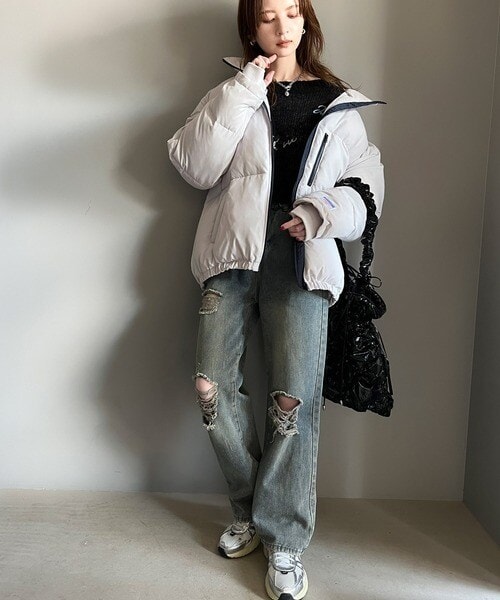 クラシカルエルフ（Classical Elf）/《JaVa ジャバコラボ》防寒とオシャレを両立。配色ジップ×フィンガーホール付き中綿ブルゾン