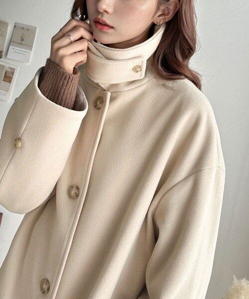 クラシカルエルフ（Classical Elf）/ロング丈が今年の気分♪ウールライク素材ステンカラーコート