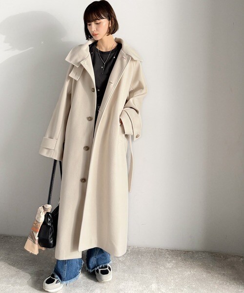 クラシカルエルフ（Classical Elf）/【2025AW新作】360度上品魅せ。衿2way比翼スタンドウール調ステンカラーコート（ロング丈） クラシカルエルフ（Classical Elf）/【2025AW新作】360度上品魅せ。衿