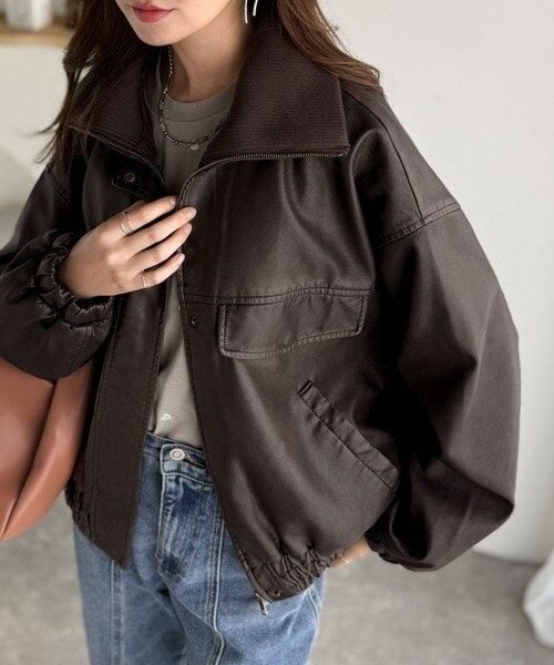 クラシカルエルフ（Classical Elf）/《JaVaジャバコラボ》ゆるっとシルエット。ヴィンテージ加工フェイクレザージャケット