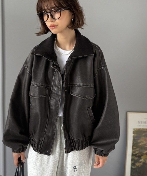 クラシカルエルフ（Classical Elf）/《JaVaジャバコラボ》ゆるっとシルエット。ヴィンテージ加工フェイクレザージャケット