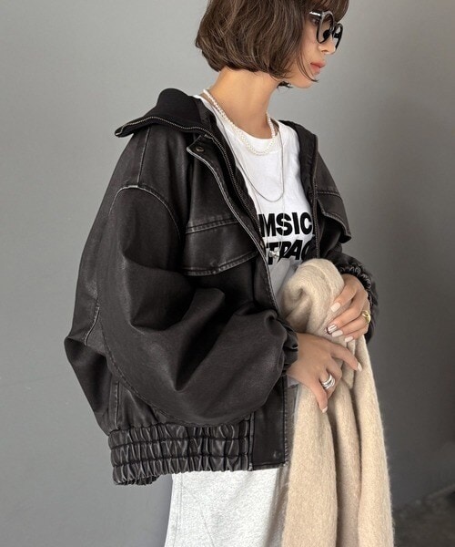 クラシカルエルフ（Classical Elf）/《JaVaジャバコラボ》ゆるっとシルエット。ヴィンテージ加工フェイクレザージャケット
