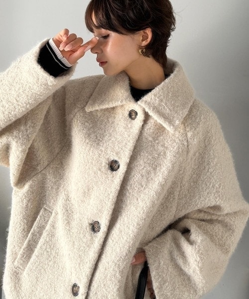 クラシカルエルフ（Classical Elf）/ベーシックアウターを、素材感で大人見えに◎リングシャギーショートコクーンシルエットジャケット