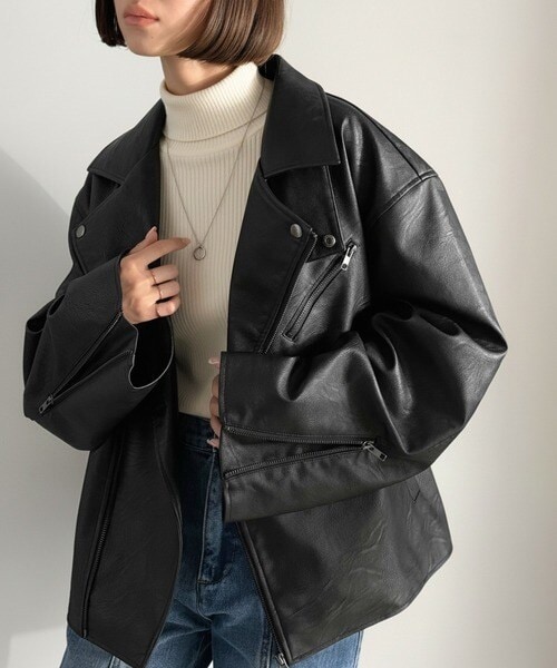 クラシカルエルフ（Classical Elf）/秋冬新作《JaVaジャバコラボ》甘さ控えめ、無敵の女っぽさ。フェイクレザーダブルライダースジャケ…